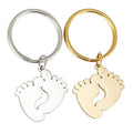 Wholesale Stainless Steel Keychain with Baby Footprint Vintage and Fashionable Metal Keyring Carto