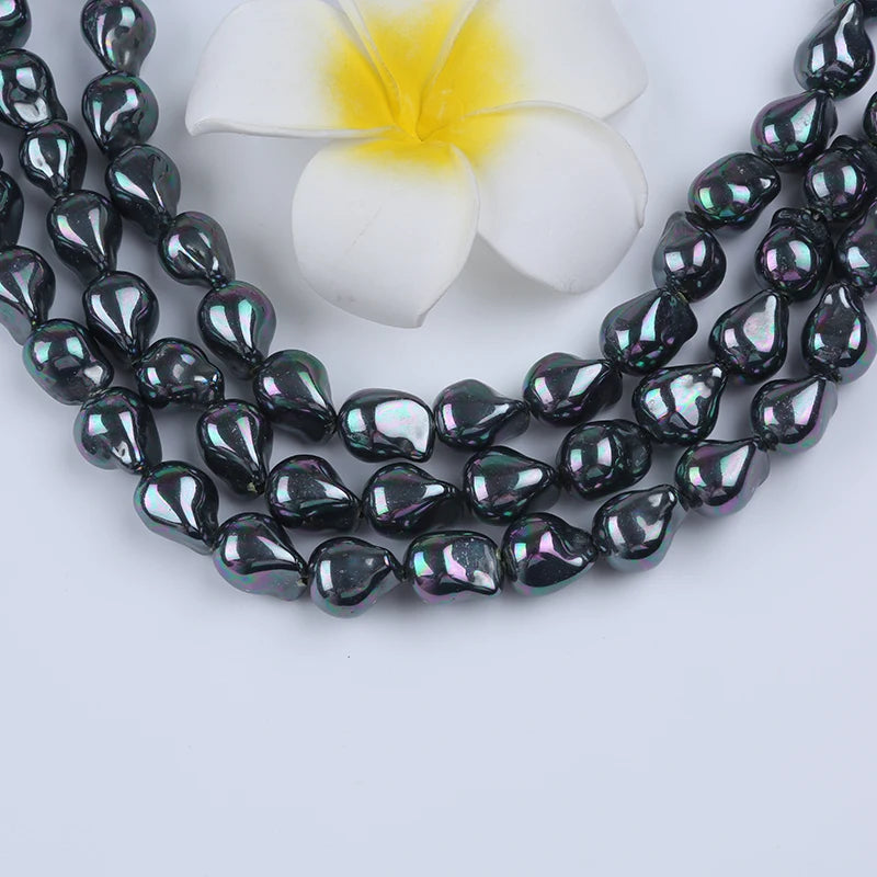 Zhuji Wholesale 13-14mm 15-16mm Shell of Baroque Pearl Natural Black Stands for Jewelry Making