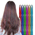 120cm Straight Shiny Fairy Hair Highlight Dyed Glitter Super Bright Synthetic Tinsel Single Weft Extensions Girls Party Festival