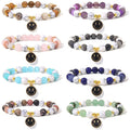 8mm Natural Gemstone Bracelet for Women Fashion Jewelry Handmade Alloy Stretch Smile Face Pendant Charm Beaded Bracelets