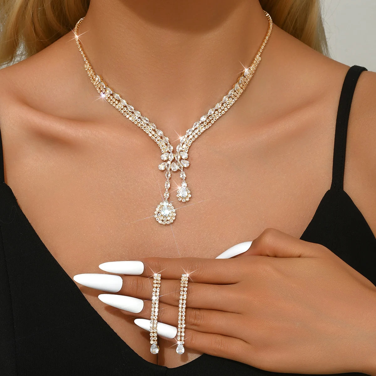 New Fashion Water Drop Haoshi Necklace Earrings Wedding Gift