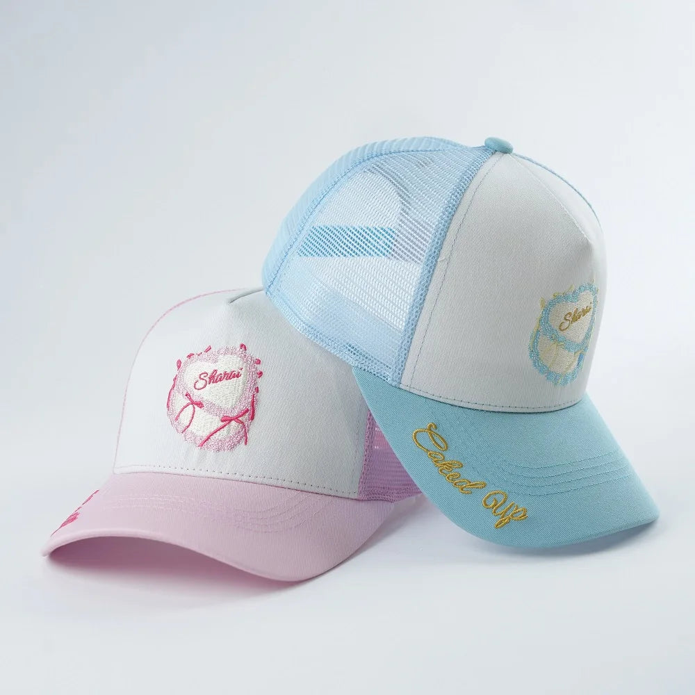 Pastel Color High Quality 5 Panel  Cotton Trucker Hat With Embroidered Custom logo Mesh Caps