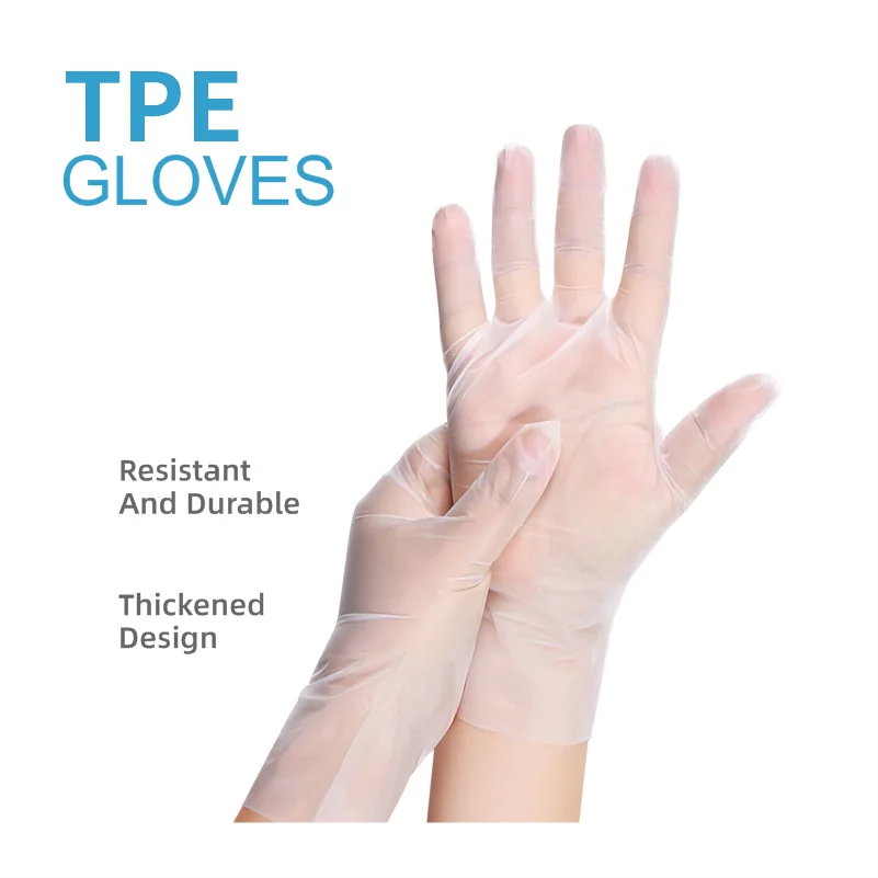 Disposable Transparent PE Plastic and TPE Hybrid Gloves for Household Use Cost-effective Stretch Polyethylene Product