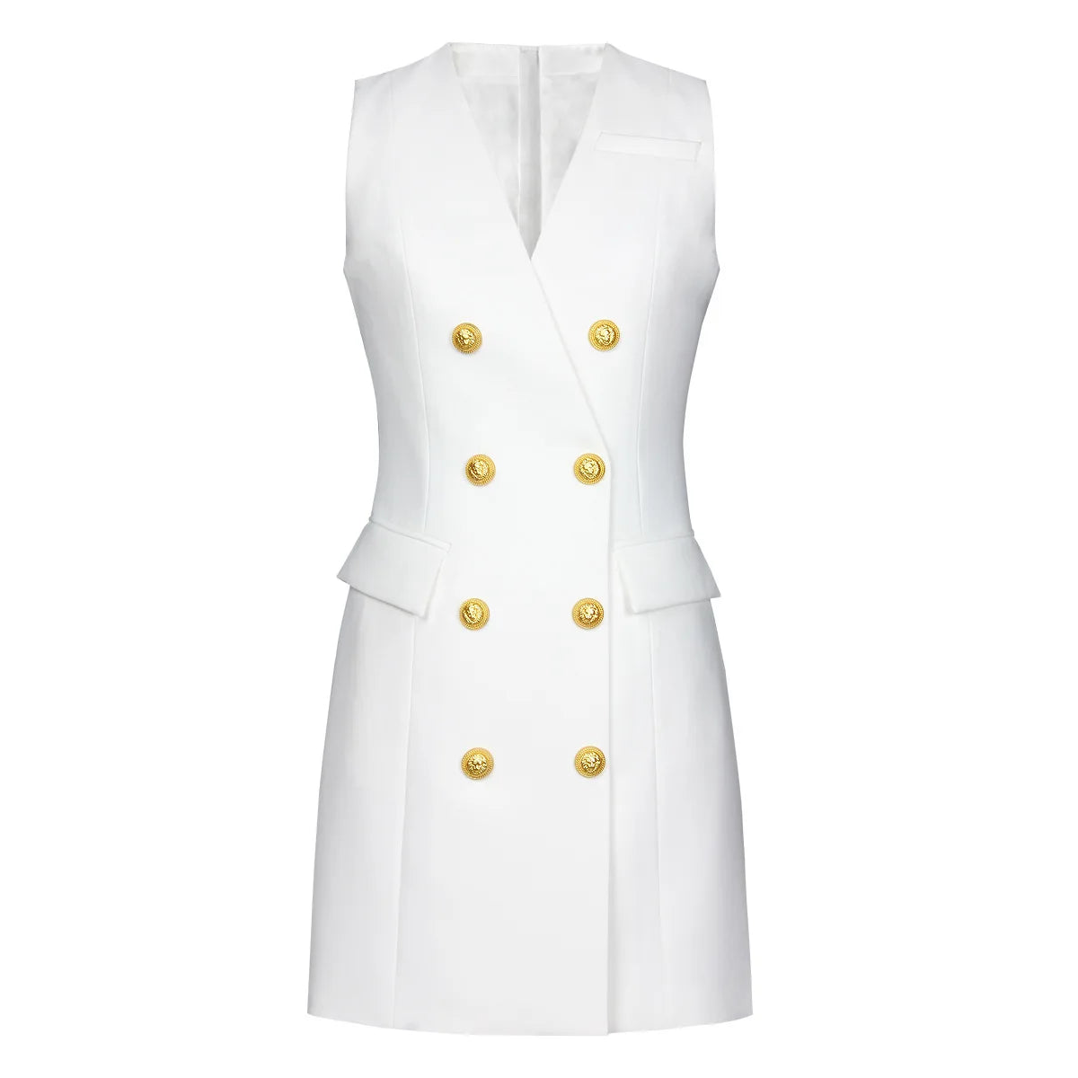 Ocstrade 2024 New Style Casual Ladies White Short Breasted Sleeveless Blazer Dress Simple Career Dresses for Office Wear