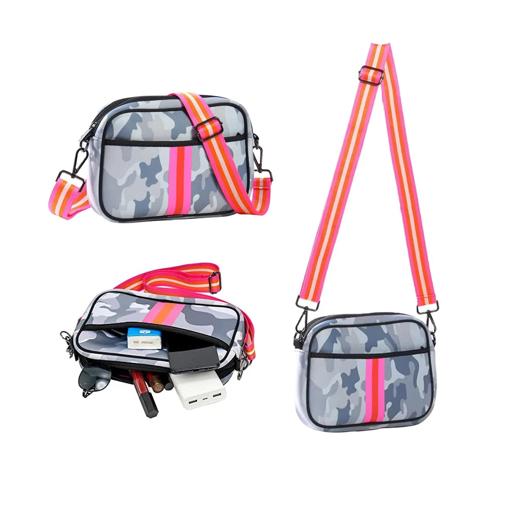 Neoprene Crossbody Bag with Adjustable Detachable Strap Lightweight Shoulder Bag