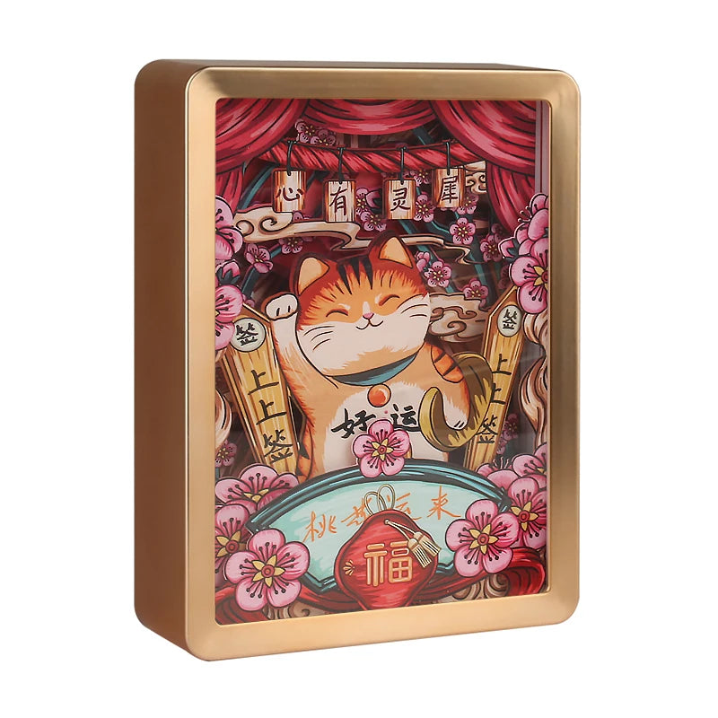 Lucky Cat 3D Paper Cut Light Shadow Box Frame Custom Logo New Year Promotional Advertising Gift Items MegaBDM