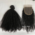 VMAE Raw Virgin Cuticle Aligned 3A 3C 4A 4B 4C Afro Kinky Curly Human Hair Bundles with Closure Set HD Lace Closure