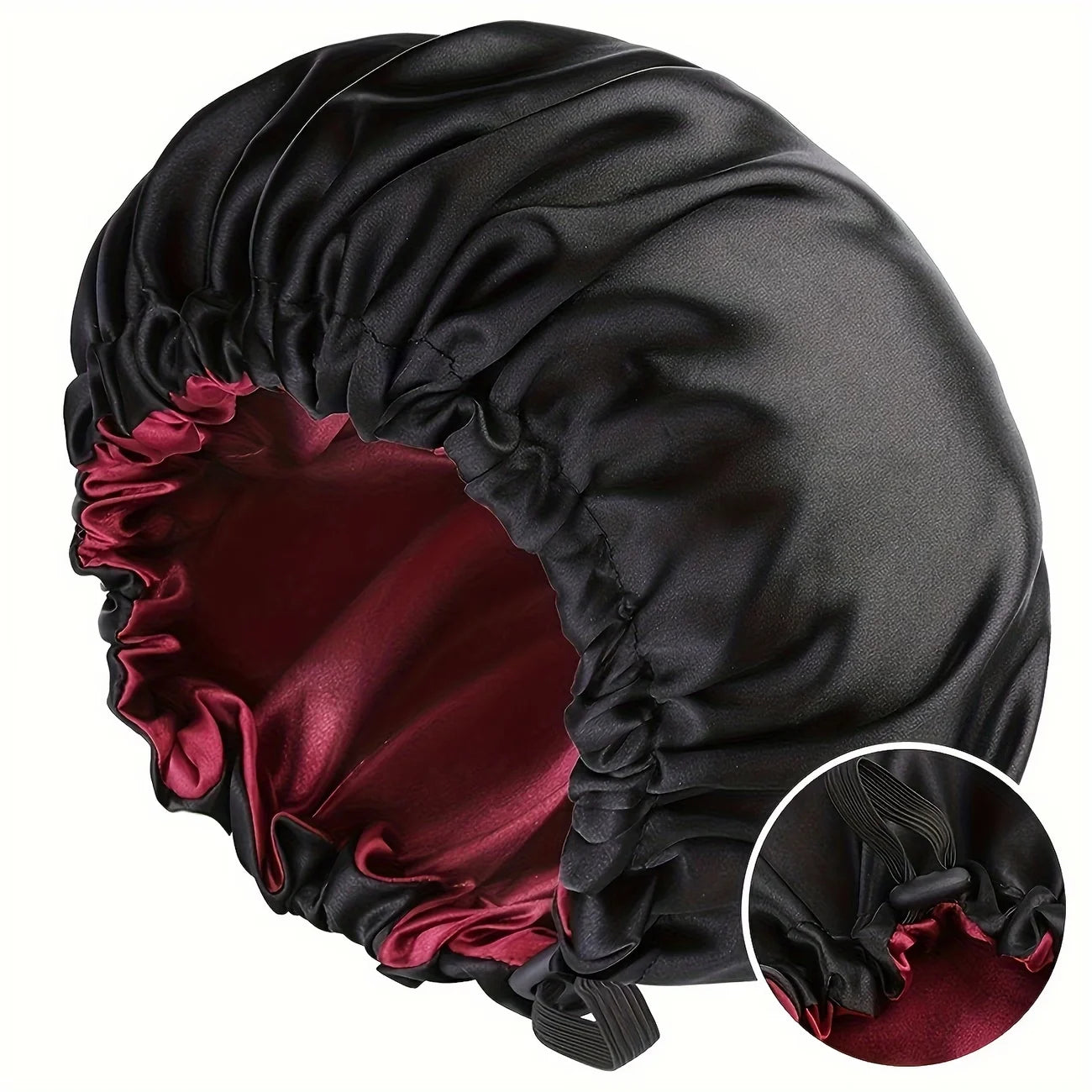 Custom Logo Designer Women Sleep Cap Adjustable Double-Layer Reversible Imitated Silk Satin Hair Bonnets with Elastic Strap