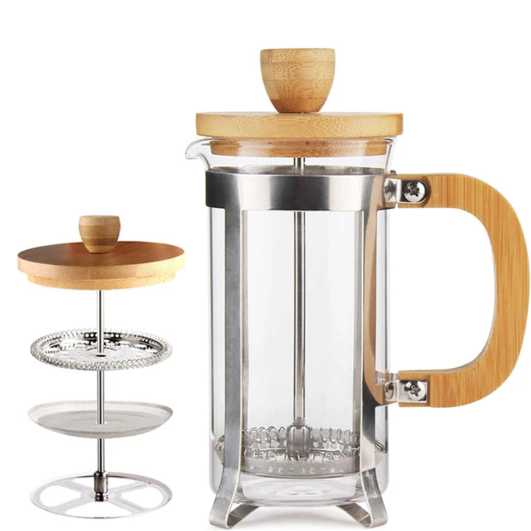 304 Grade Stainless Steel and Bamboo Materials of Our French Press Coffee Maker