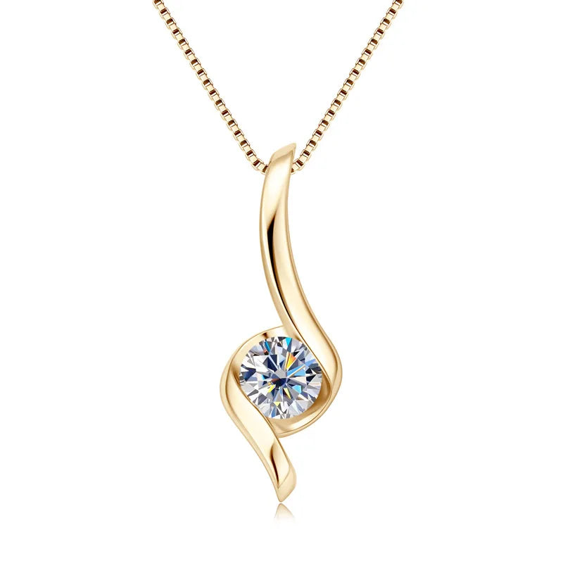 Wholesale Minimalist Grade D 1ct Moissanite Pendant Necklaces 925 Sterling Silver Simple Ice Out Moissanite Jewelry Women
