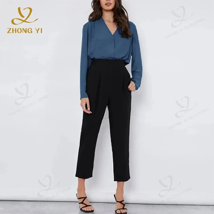 Clothing Custom Wholesale Hot Selling Styles 100% Cotton Shirt Tops Lady Long Sleeve Office Silk Ladies Satin Casual Blouses