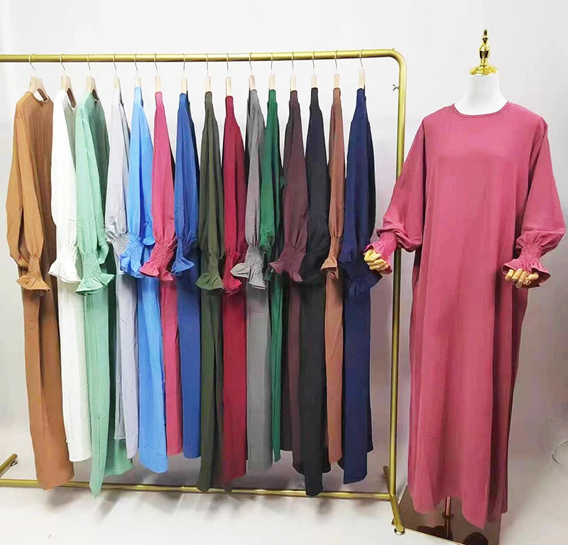 New Abaya Wholesale Muslim Clothing Turkey Solid Islamic Long Wearing Dress Women Dubai Abaya Hijab