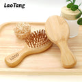 Portable Travel Detangling Hair Brush Mini Natural Wooden Scalp Massager with Cushion Paddle Vent for Hair Growth