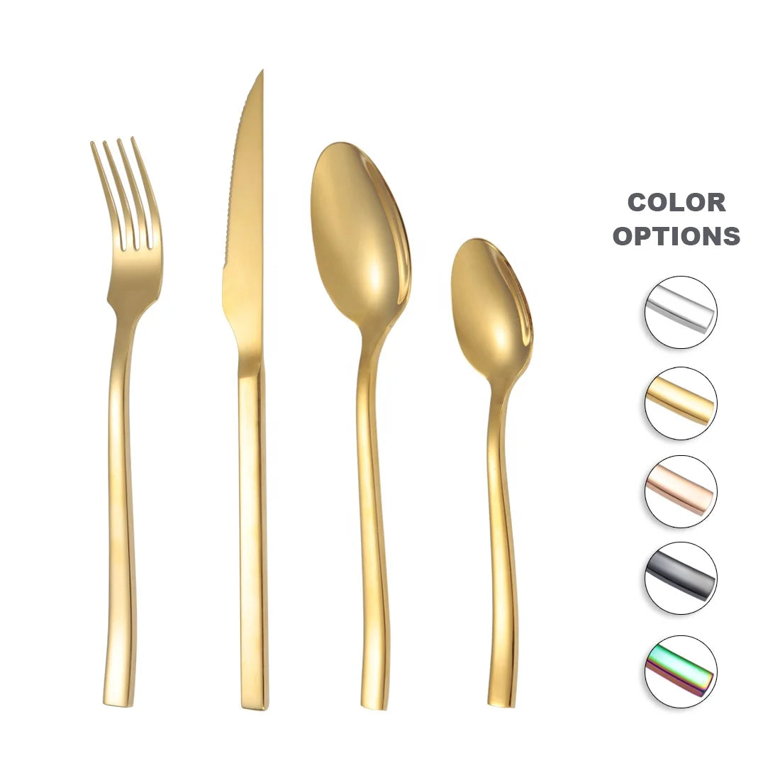 Daoqi Wedding Cutlery Set Stainless Steel Golden Fork and Knife Wholesale Flatware Set