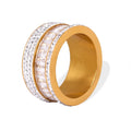 Ins Style Light Luxury Design Jewelry 18k Gold Plated Stainless Steel Multi Layers Inlay Cubic Zircon Glass Ring