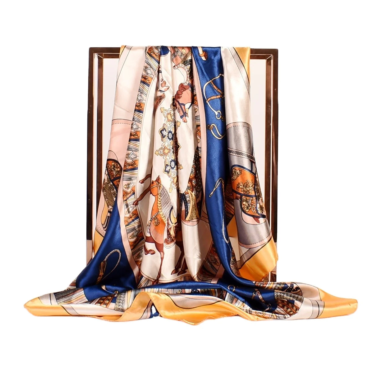 Custom New Design Oversize 90 Scarf Luxury Printed 100% Polyester Scarves Silk Head Scarf  Shawl Muslim  Hijab Wholesale