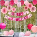 Pink Blue Happy Birthday Paper Bunting Hanging Banner Dog Pet Paw Print Birthday Party Decoration Fish Tail Banner Retail Pack
