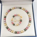 10 mm Mother Sea Shell Pearl Jewelry Sets  With Leather Gift Box Packing for Bridal Wedding Factory Price Not Real Pearl