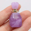 Hongzhuo Crystal Stone Amethyst Aroma Gemstone Perfume Bottle Pendant Necklace Healing Stone Essential Oil Diffuser