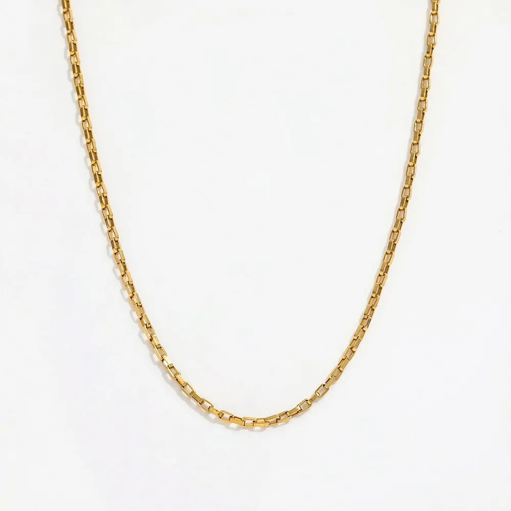 Joolim Jewelry Stainless Steel  Box Chain Necklace Trendy Gold Jewelry