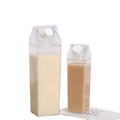 BPA Free 500ml 1000ml Cute Plastic Transparent Clear Milk Carton Water Bottles Reusable Square Shape Plastic Water Custom