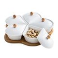 Creative Dried Fruit Plate Set Ceramic Plate Bamboo Tray Food Storage&container with a Lid Home Plate Snack Nut Box