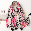 Women's Leopard Printed Cotton Hair Scarf and Wrap 90*90 cm Square Headscarf for Spring