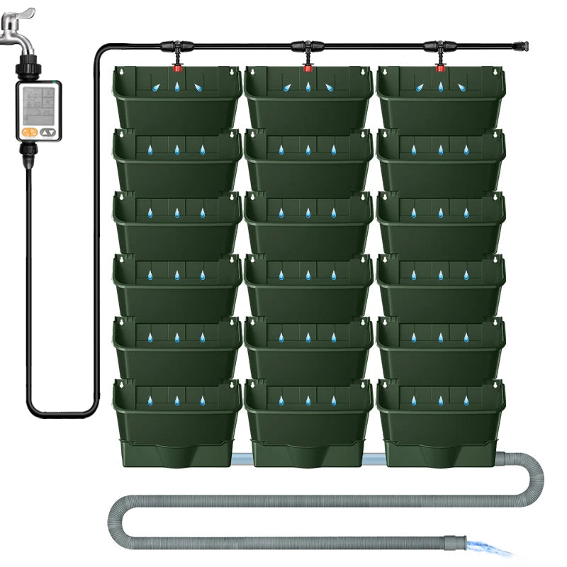 Vertical Garden Plants Stackable Plastic Wall Hanging Flower Pot With Drip Irrigation System Hanging Pot Planter