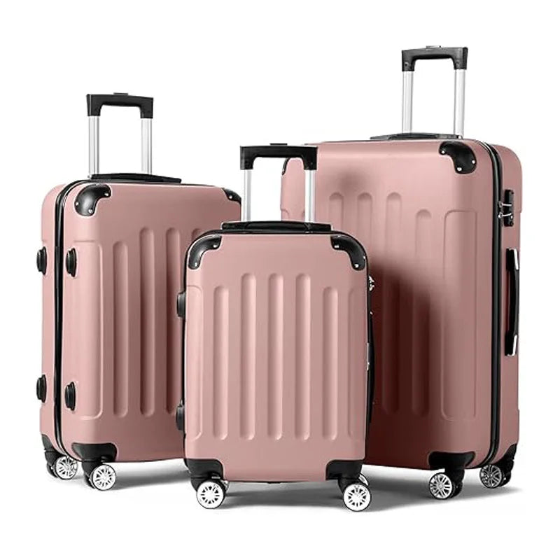 Luggage Factory Lightweight 3-Piece Travel Set With Detachable Wheels and Double Handles