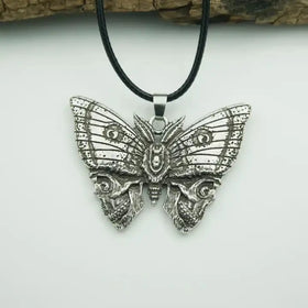 Custom Gothic Witchy Wicca Skull and Butterfly Pendant Necklace