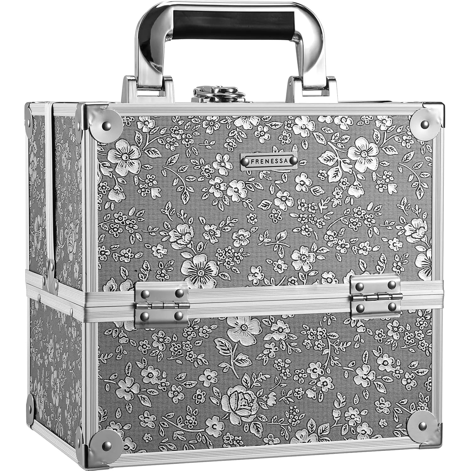 Professional Large Aluminum Train Case for Makeup Cosmetic Organizer Travel Makeup Box Artist Salon Beauty Vanity Case Dividers