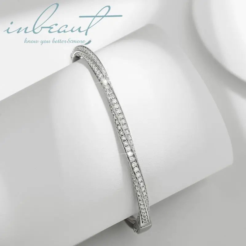 Silver 925 Original Total 5 Ct Brilliant Cut Diamond Test Past Micro D Color Moissanite Wedding Bangle Women Gemstone Jewelry