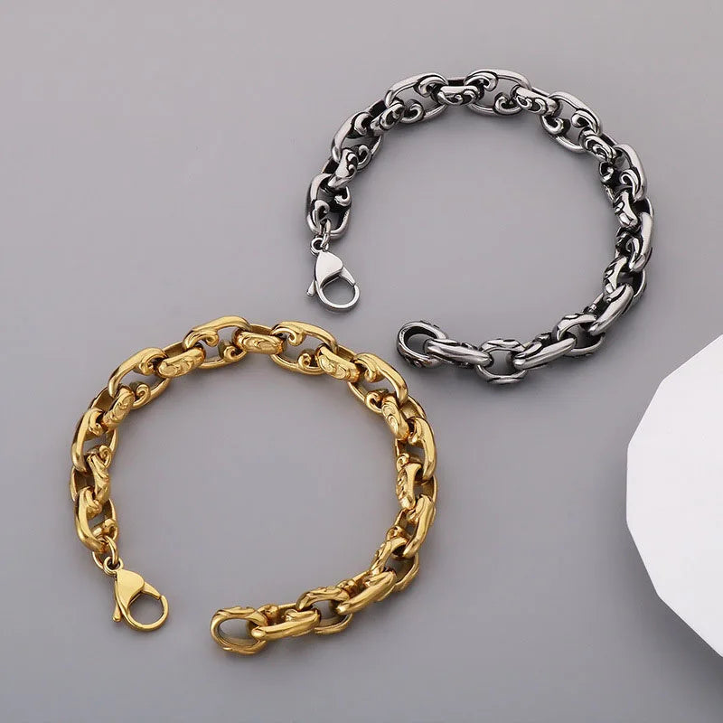 Fashion Jewelry Bracelets Unisex Gothic Punk Gold Silver Plated Tarnish Free Miami Stainless Steel Twisted Links Bracelet