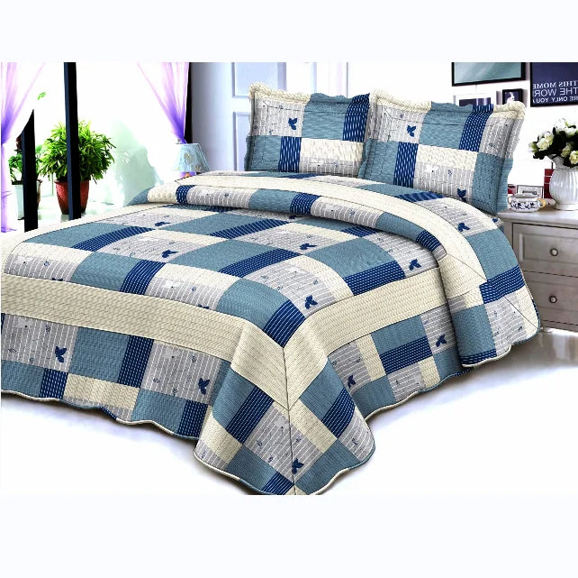 Microfiber Floral Patchwork Quilted Bedspread for Home Use