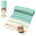 100% Cotton Turkish Beach Towel for Adults Compact & Lightweight Super Soft Hoodie Style with Striped Tropical Pattern