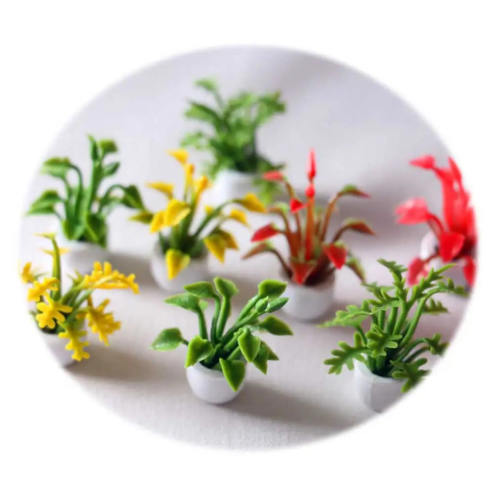 3D Flower Colorful Beautiful Beads Plant Pot Culture Kawaii 10pcs/bag for DIY Dollhouse Cabochon