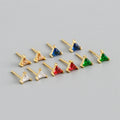 New Trendy 925 Sterling Silver 18k Gold Plated Mini Geometric Triangle Colored Zircons Stud Earrings