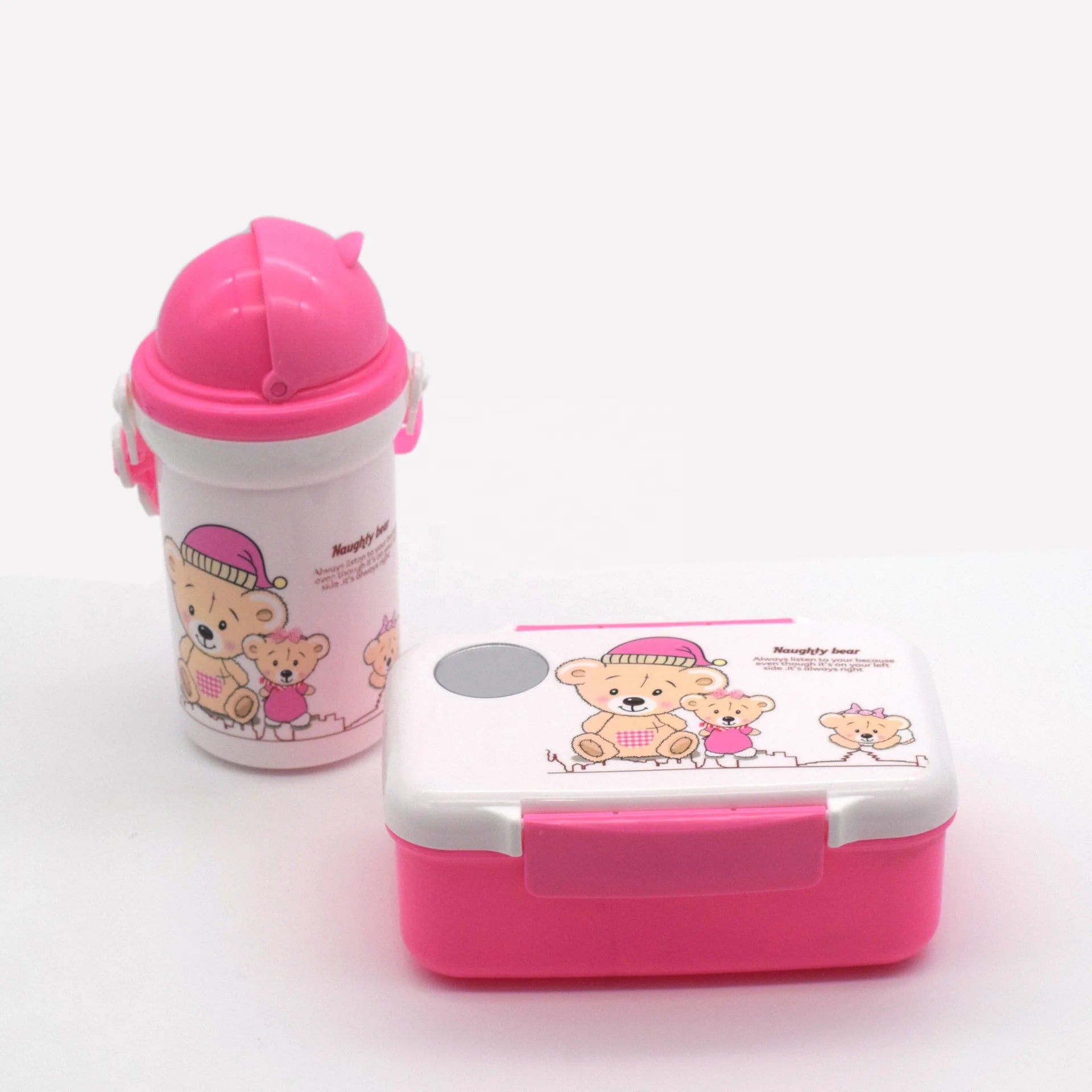 Hot Selling Children's School Portable Plastic Lunch Box with Water Bottle Set 500ml Water Bottle Set Children's Bento Lunch Box