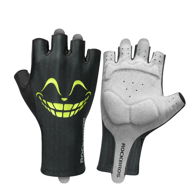 Men's Women's Summer Riding Gloves Short Half-Finger Breathable Bicycle Gloves Shock Absorption Reflective Smile Comfortable for