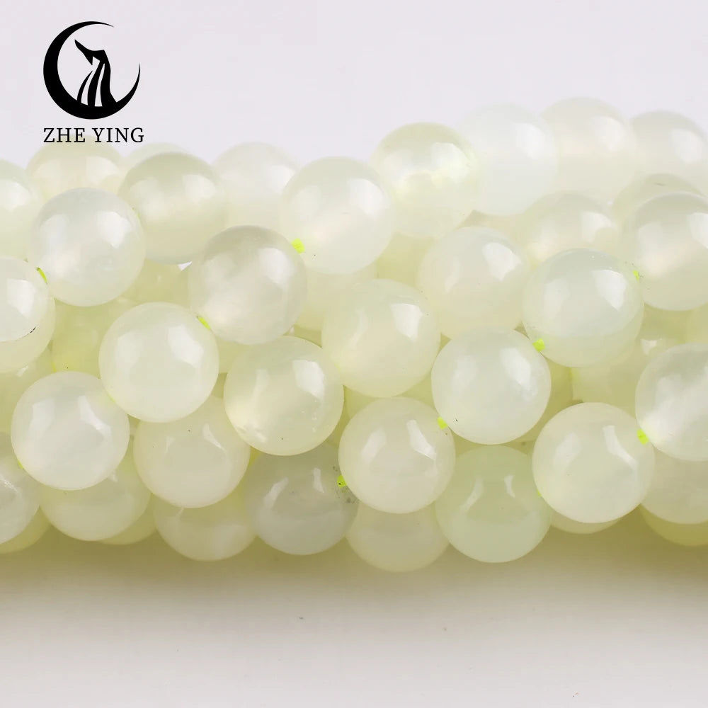 Zhe Ying 6/8/10mm New Mountain Jade Beads Level 1 Round Natural Stone Beads for Jewelry Making Natural New Jade Beads