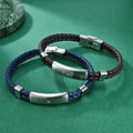 Simple Twists Woven Genuine Leather Bracelet Titanium Steel Accessories Buckle Mens Jewelry Leather Bracelet & Bangle