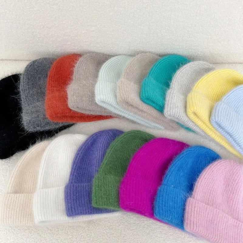 2026 New Rabbit Hair Knitted Winter Beanie Hat Versatile Warm Pullover for  Fashionable Versatility Plush Hat Source Factory