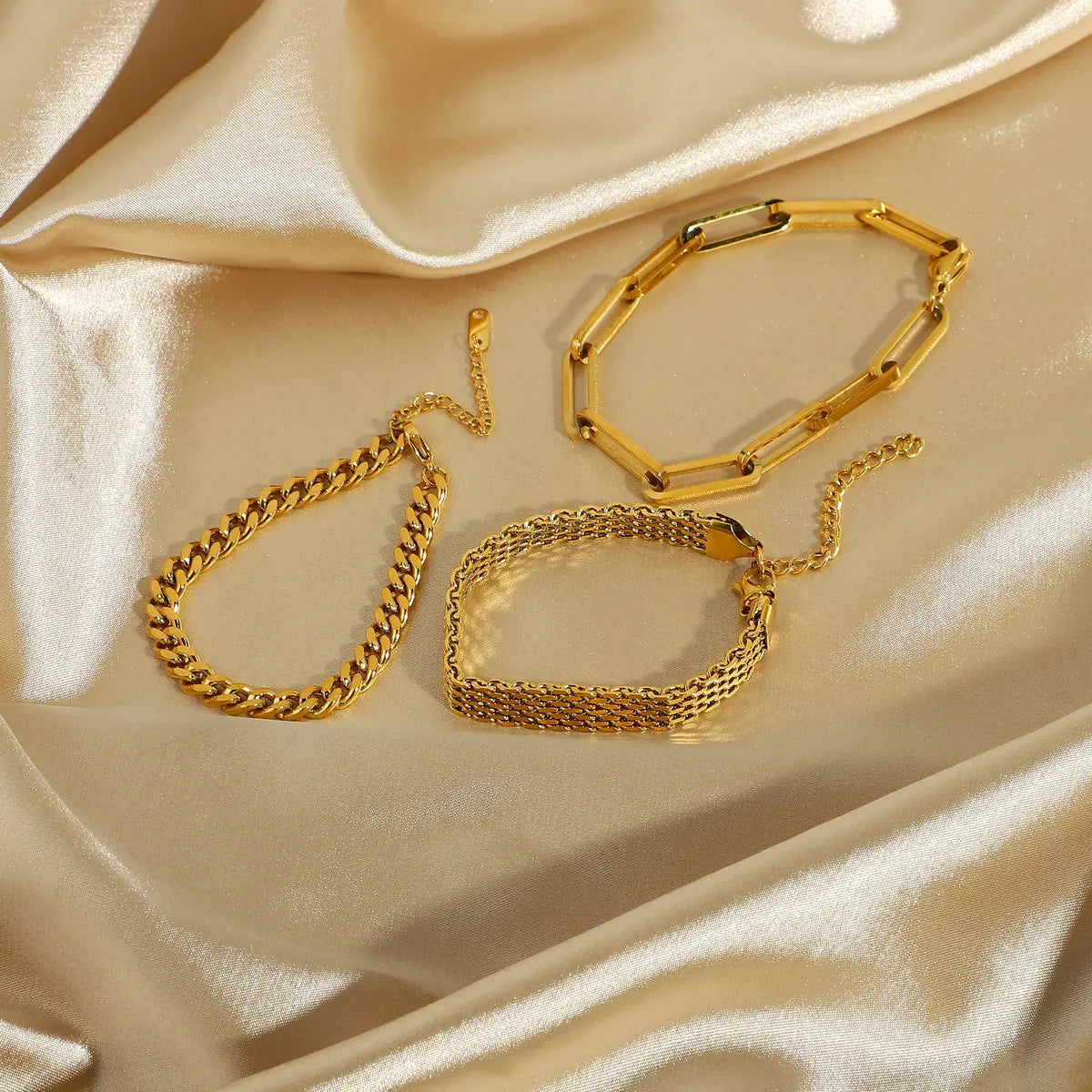 18K Gold Plated Stainless Steel Jewelry Hip Hop 8mm Belt Chain Bracelets for Women Men Wearing