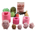 3D Large Small Owl Animal Wax Concrete Soap Fondant Silicone Molds for Concrete Animals Head Candle Making