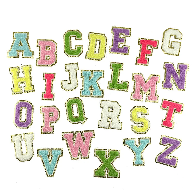 Hot Sell 3D Multicolour Chenille Letter DIY Label Self Adhesive Letter Patches for Bags