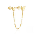 1 Piece 925 Sterling Silver Fashion Double Butterfly Drop Earrings for Women Jewelry