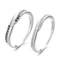 Real Silver 925 Couple Rings Set Black and White Stones Twist Ring for Couples Engagement Jewelry