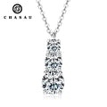 Original 925 Silver Necklace With GRA Certificate Wedding Jewelry 3 Stones 1.80cttw D/VVS1 Moissanite Diamond Pendants