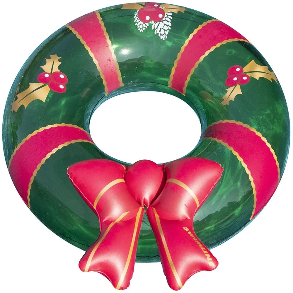 B01 Summer Beach Water Float Party PVC Inflatable Swimming Ring Christmas Wreath Pool Float Tubes for Kids