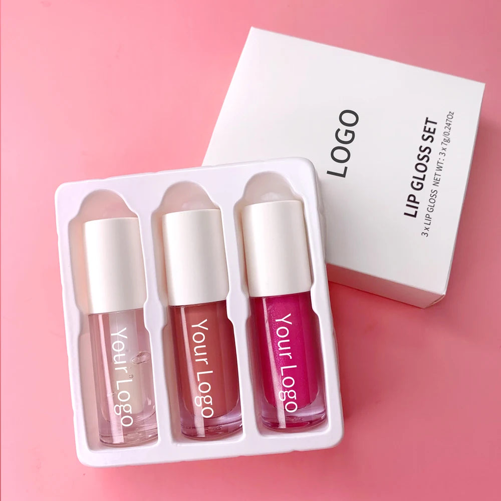 Shiny Nude clear Lipgloss Kit Glossy Vegan for Women Lip Kits Private Label Lip Gloss Kit